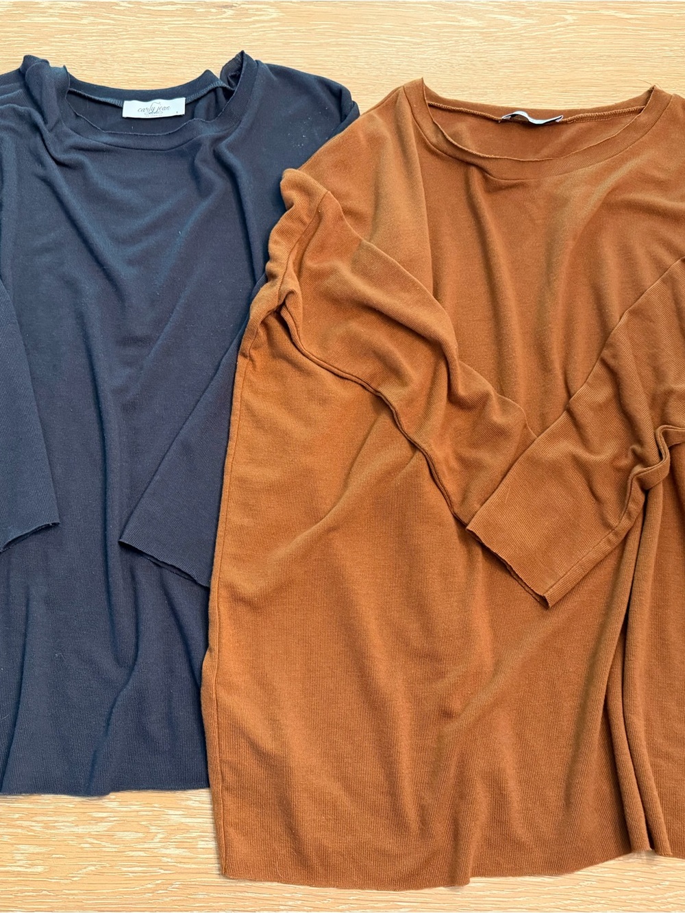 CJLA Women’s 3/4 sleeve Oversized Shirts - lot of 2 (black and brown)